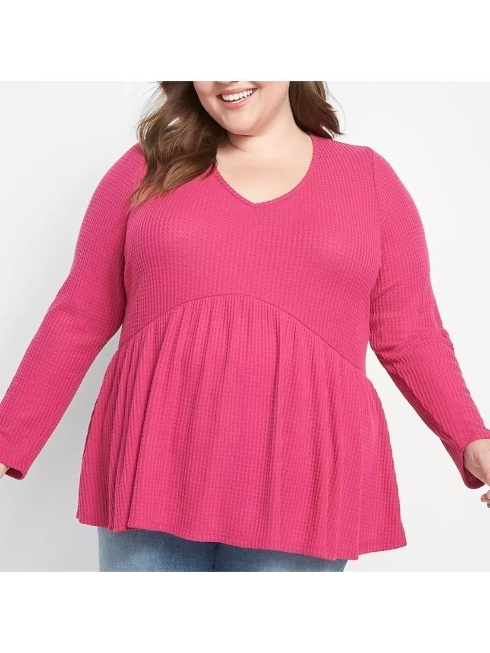 14/16 - Lane Bryant • Babydoll Hacci Waffle Knit Long Sleeve Top